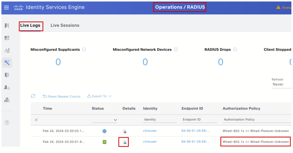 Radius Live logs