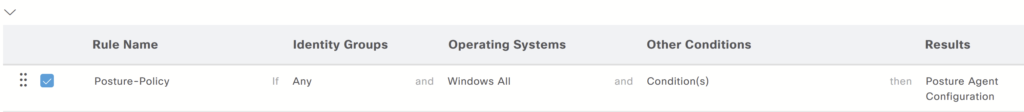 Cisco ise posture configuration client provisioning policy