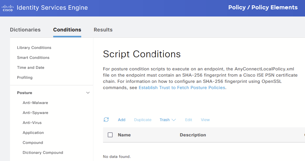 Cisco ise posture script condition -1