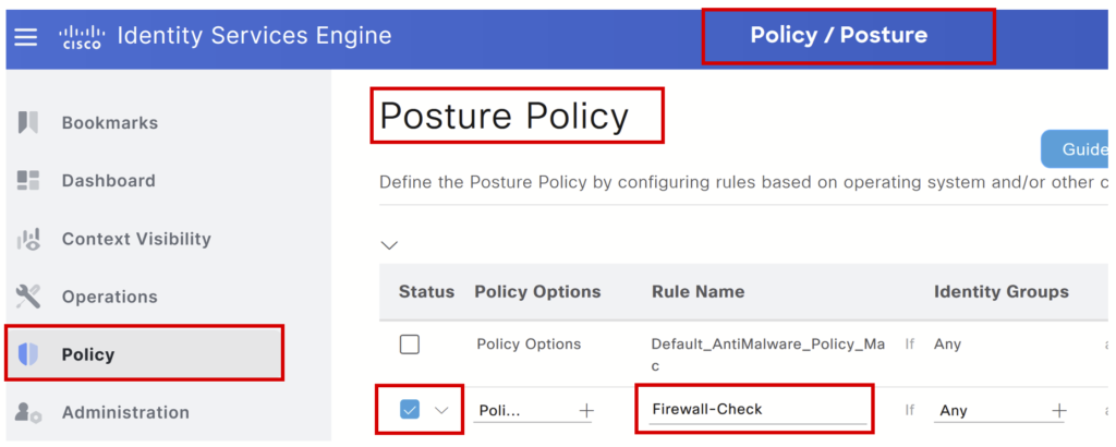 Cisco ISE Posture Policy 1