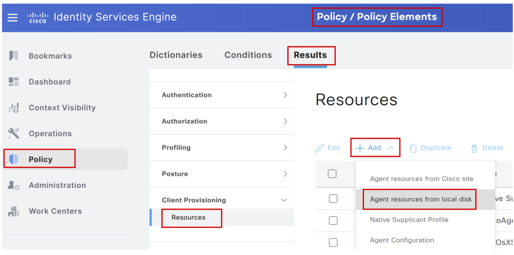 Cisco ISE Client provisioning Resources