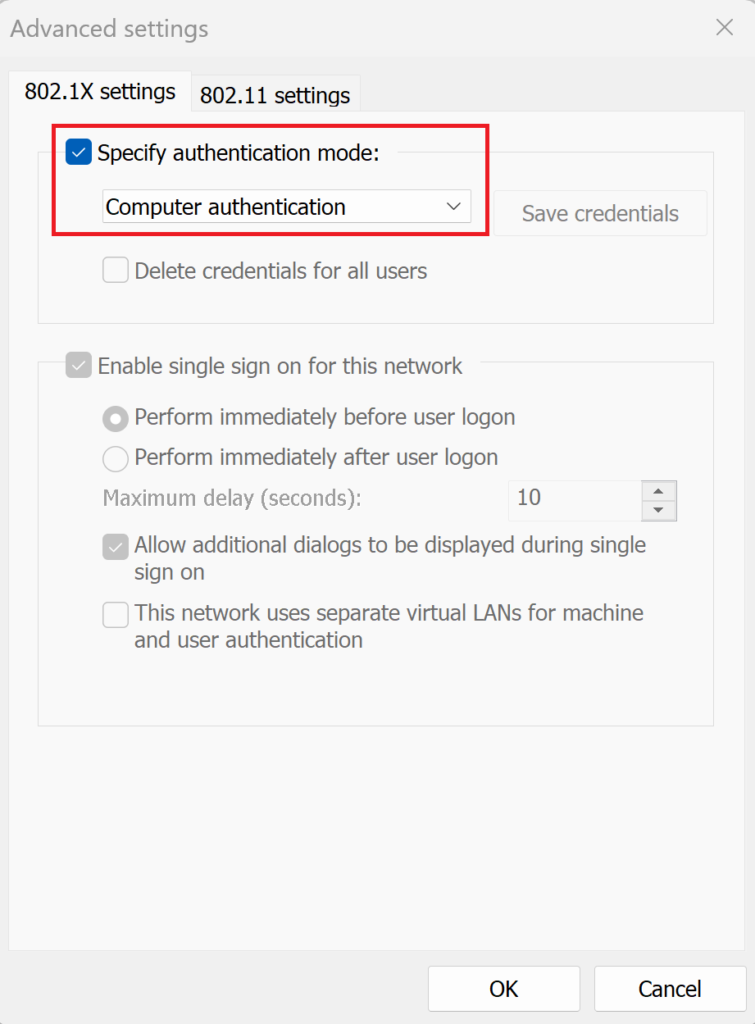 windows dot 1x authenticate computer authentication wireless