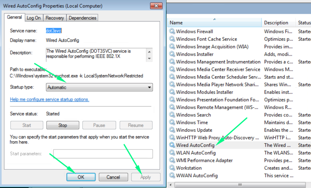 wired autoconfig enable services