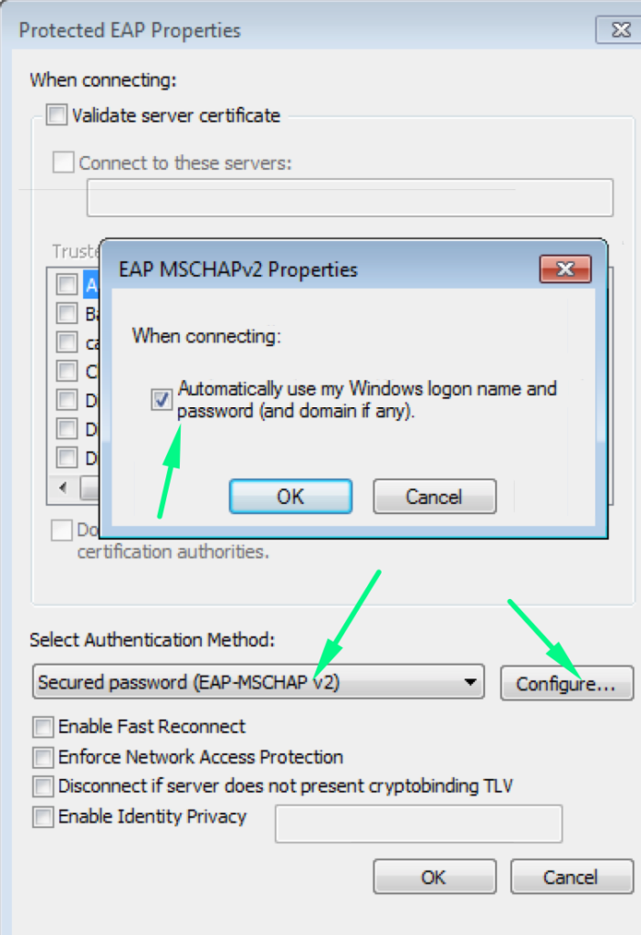 windows dot 1x authentication logon setting wired