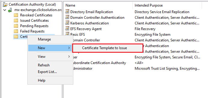 Certificate template Issue