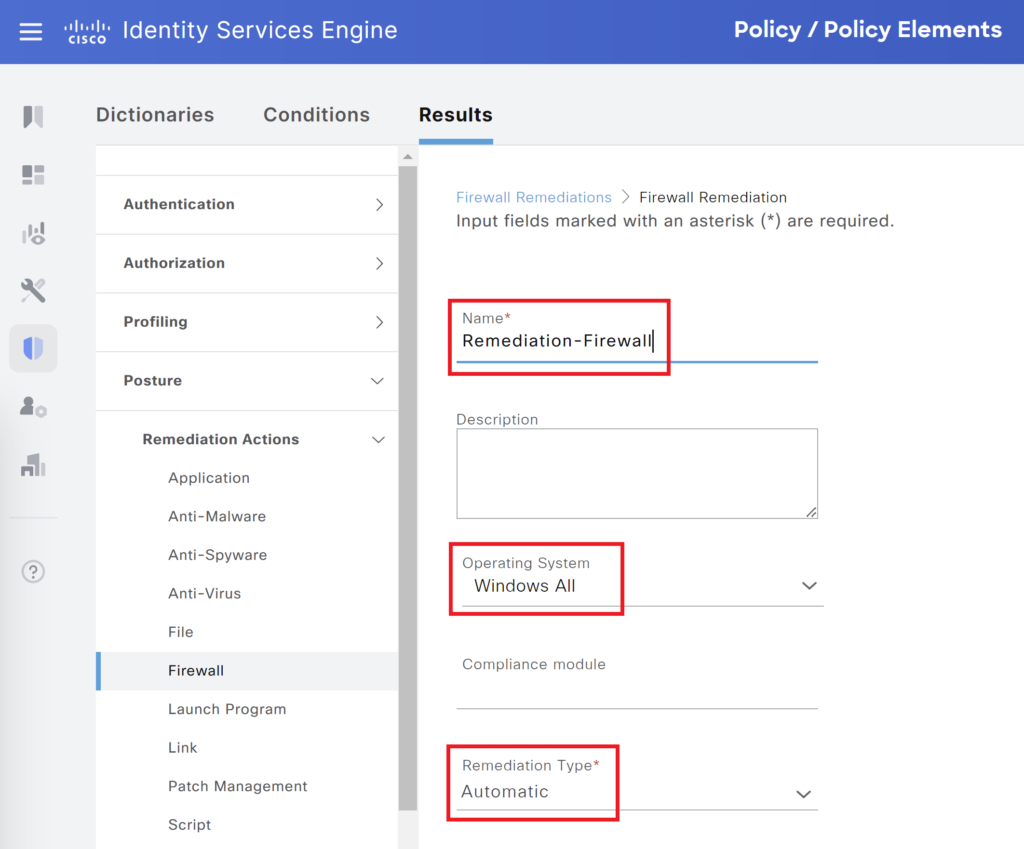 cisco ise posture remediation firewall