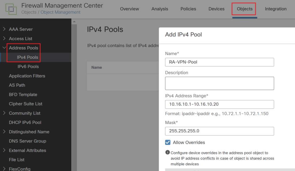 add ipv4 pool