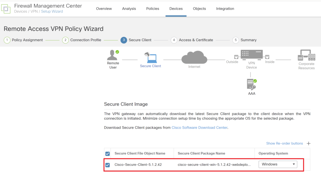 cisco secure client select