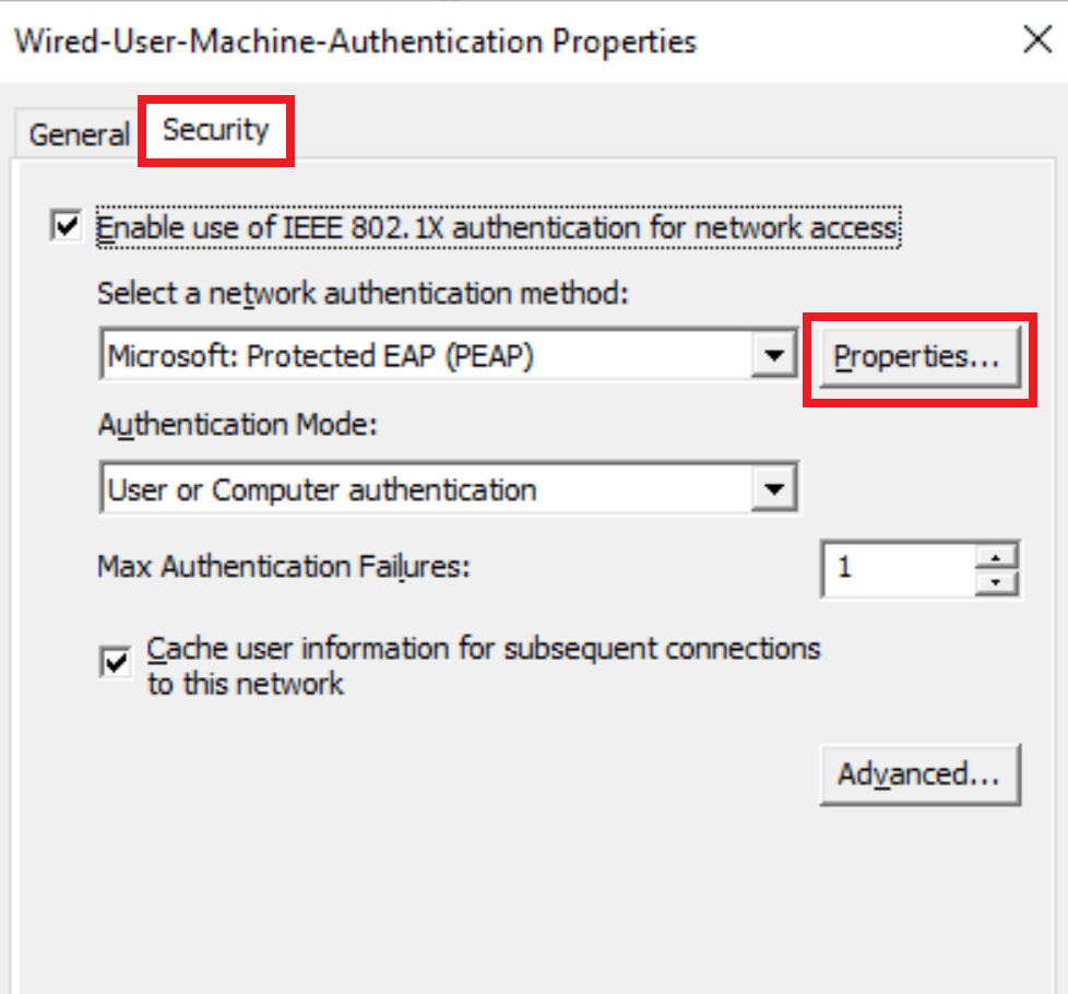 wired nic authentication method