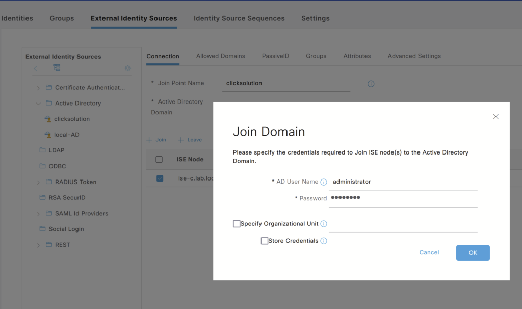 Enter credential with proper permissions.