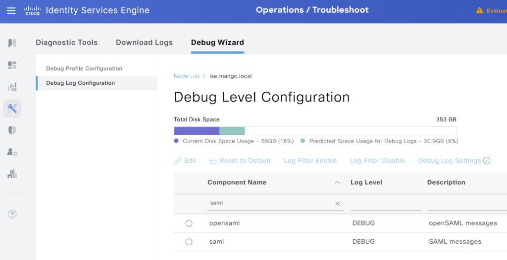 cisco ise debugs