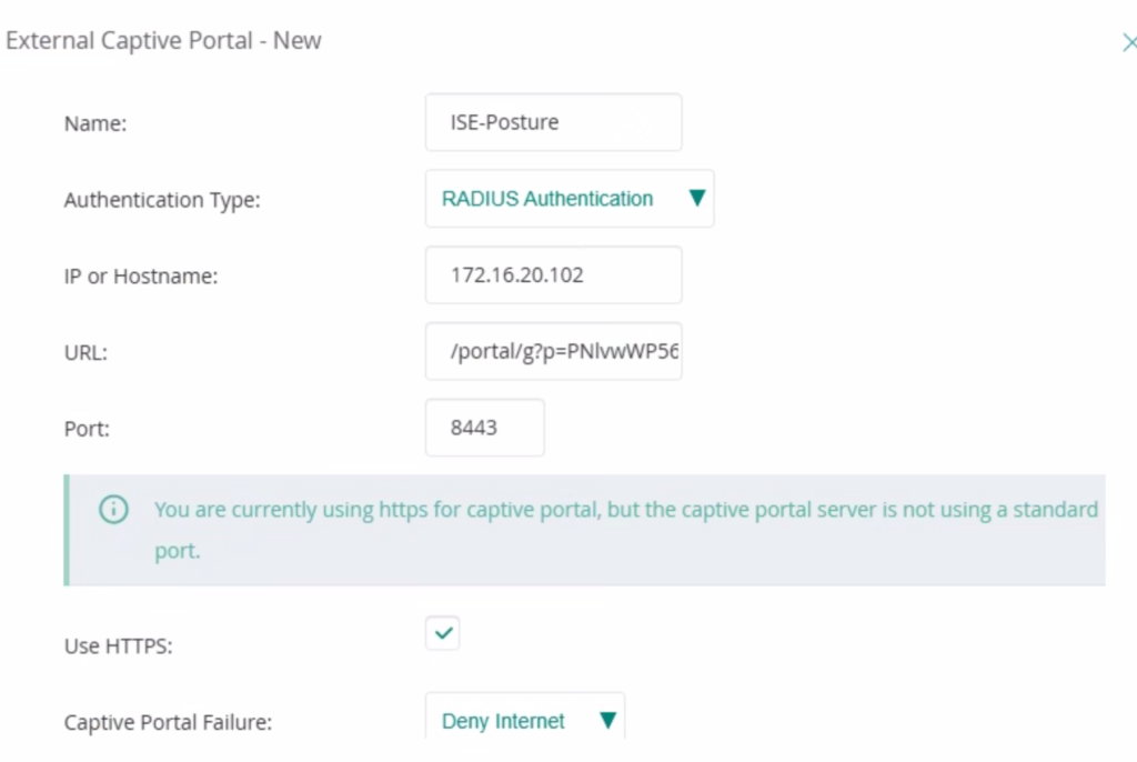 Aruba External Captive portal