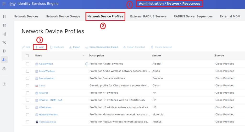 Add Network device profile