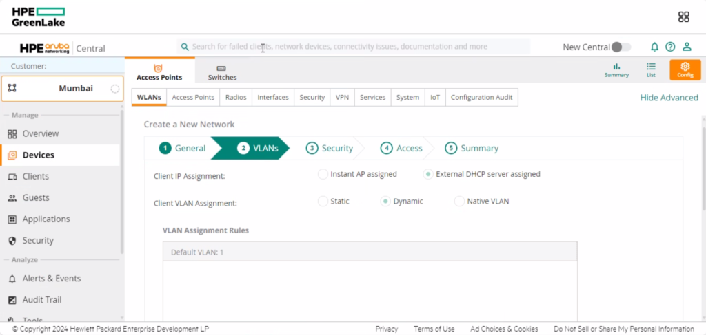 Cisco ISE Aruba integration - SSID configuration - VLAN