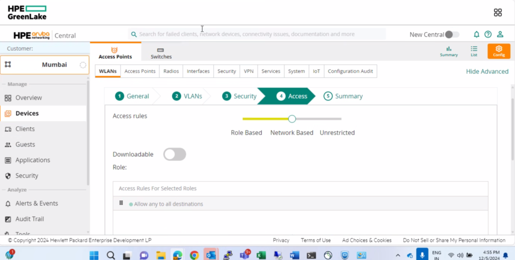 Aruba SSID Access