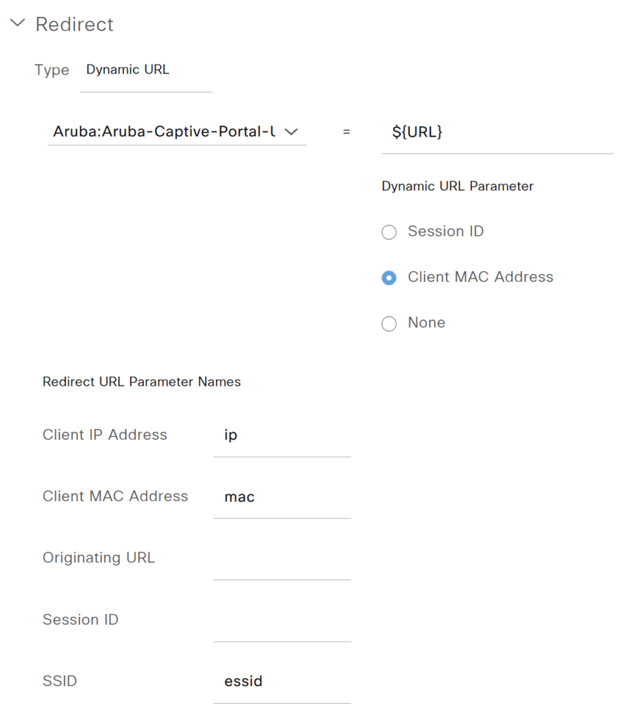 network device profile details -  redirect